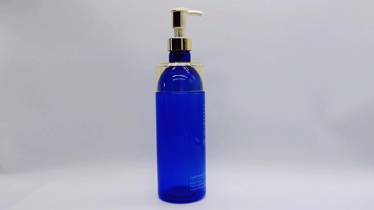Botella de loción corporal Glamorous de 720 ml en PET transparente azul para el cuidado de la piel. 1