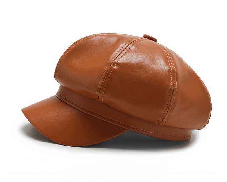Boina octogonal de cuero PU para mujer - Nueva tendencia Otoño/Invierno 9