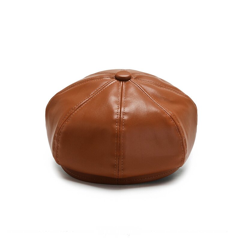 Boina octogonal de cuero PU para mujer - Nueva tendencia Otoño/Invierno 10