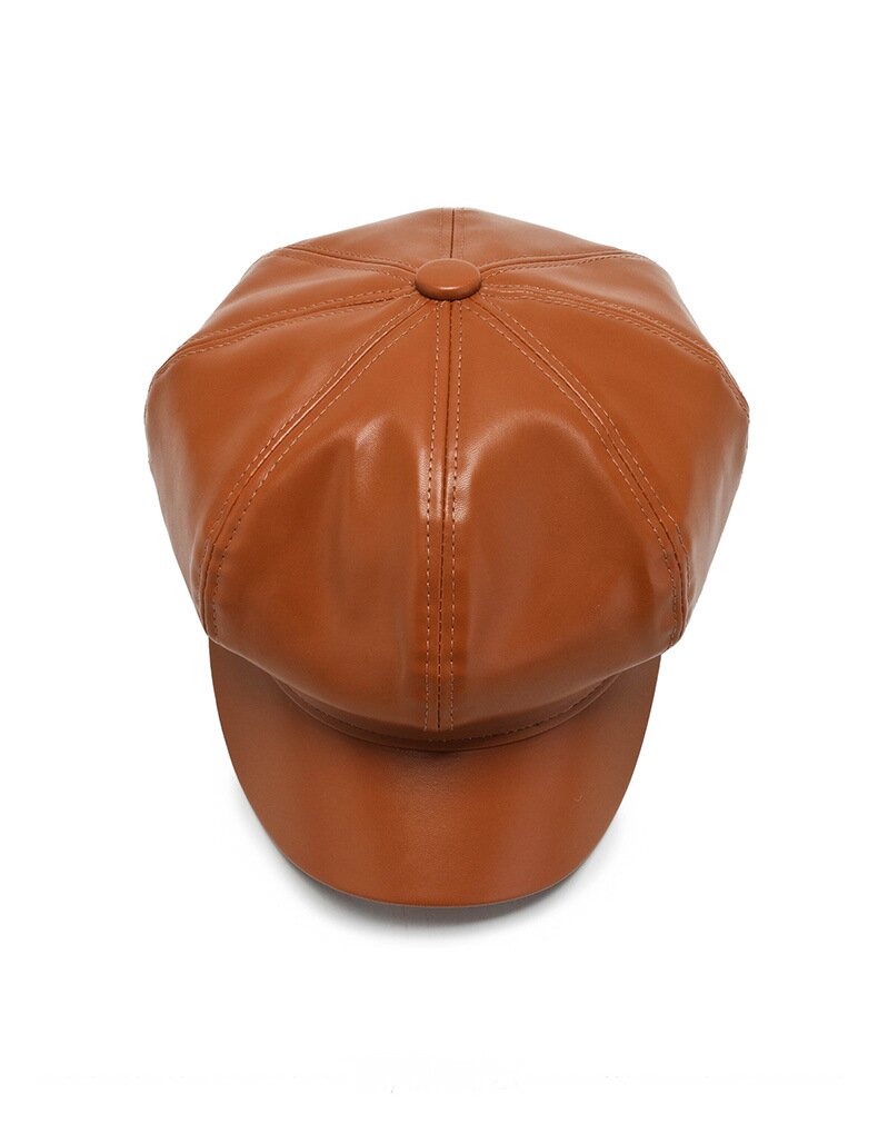 Boina octogonal de cuero PU para mujer - Nueva tendencia Otoño/Invierno 11