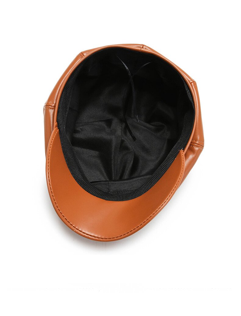 Boina octogonal de cuero PU para mujer - Nueva tendencia Otoño/Invierno 12