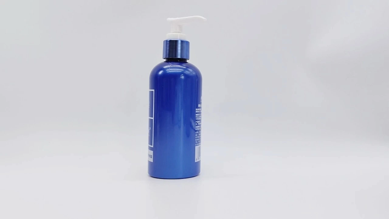 Glamorosa botella de loción corporal de PET azul de 200 ml para el cuidado de la piel. 1