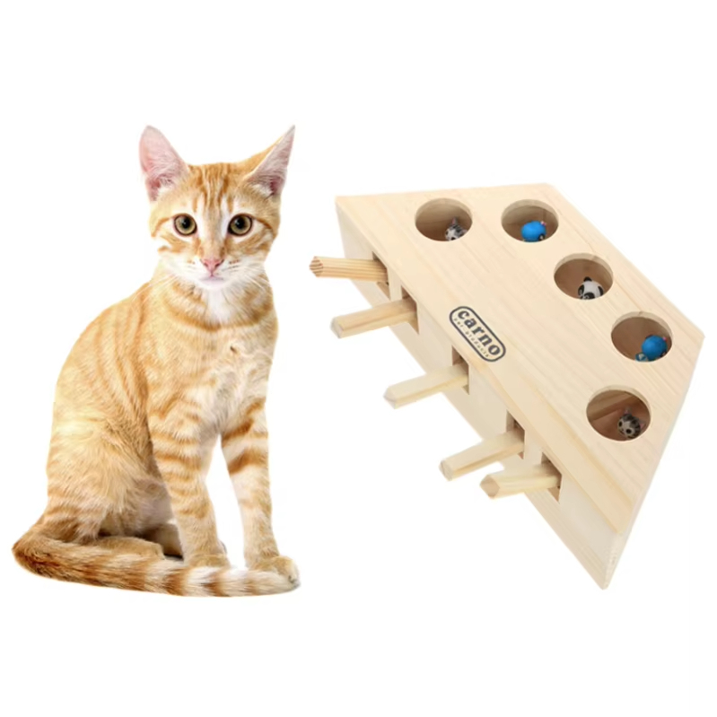 Wholesale Interactive Wooden Cat Toy Self Play Training Funny Cat Toy Whac-a-Mole Game Pet Toy 1