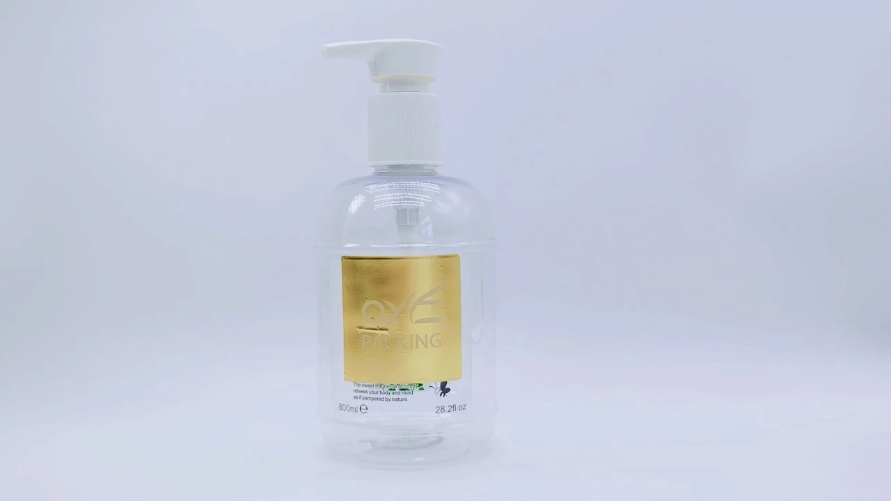Glamorosa botella de loción corporal de PET transparente de 800 ml para el cuidado de la piel. 1
