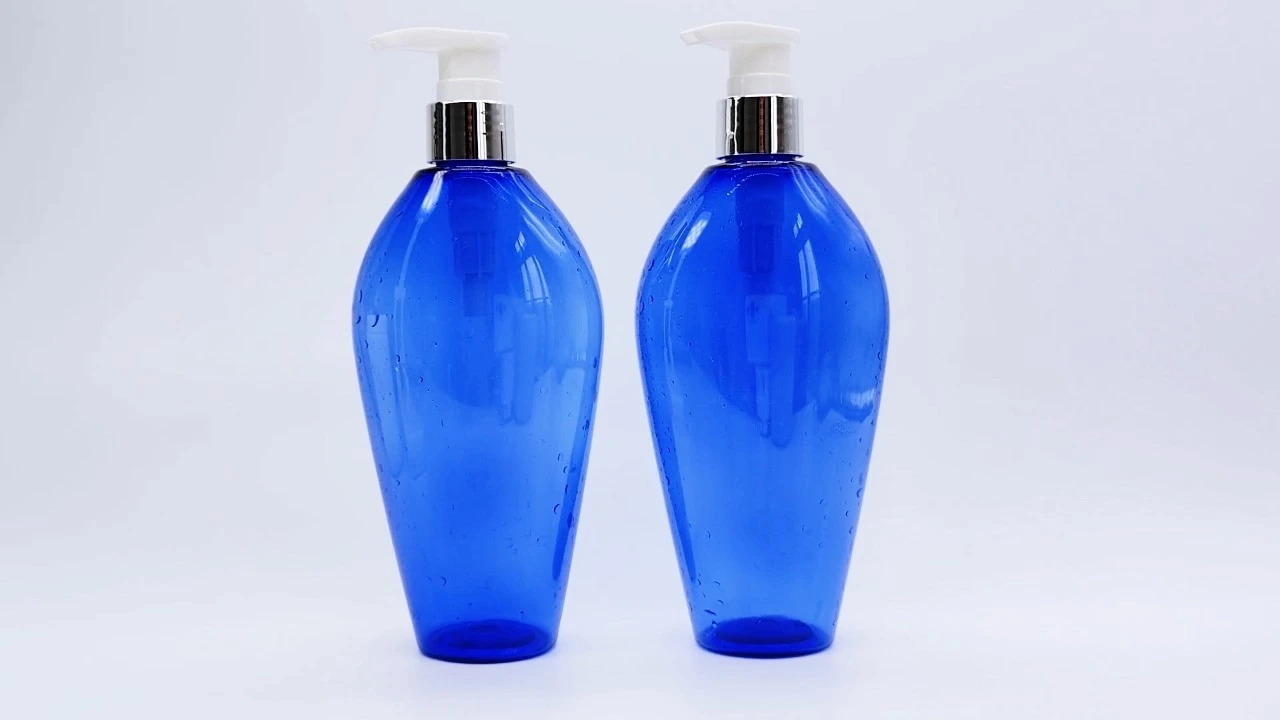 Glamorosa botella de PET transparente azul de 280 ml para loción corporal, ideal para el cuidado de la piel. 1