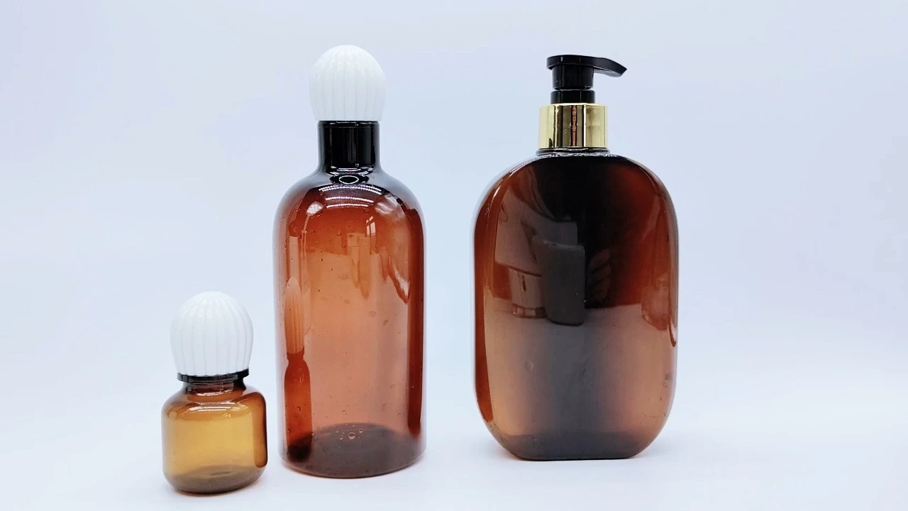 Glamouröse 40 ml 400 ml braune, klare, transparente PET-Tragflasche für die Verpackung von Körperlotionen 1