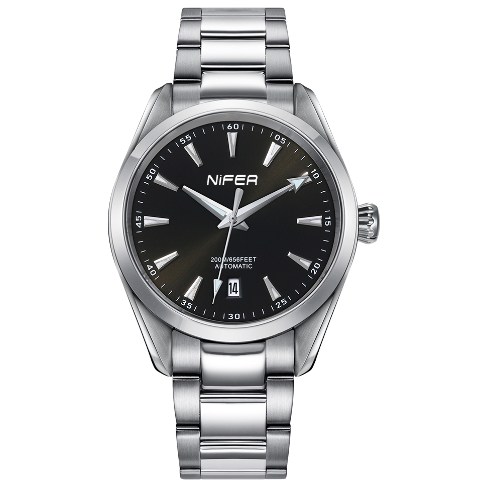 Montre mécanique classique en acier inoxydable et saphir pour hommes 1