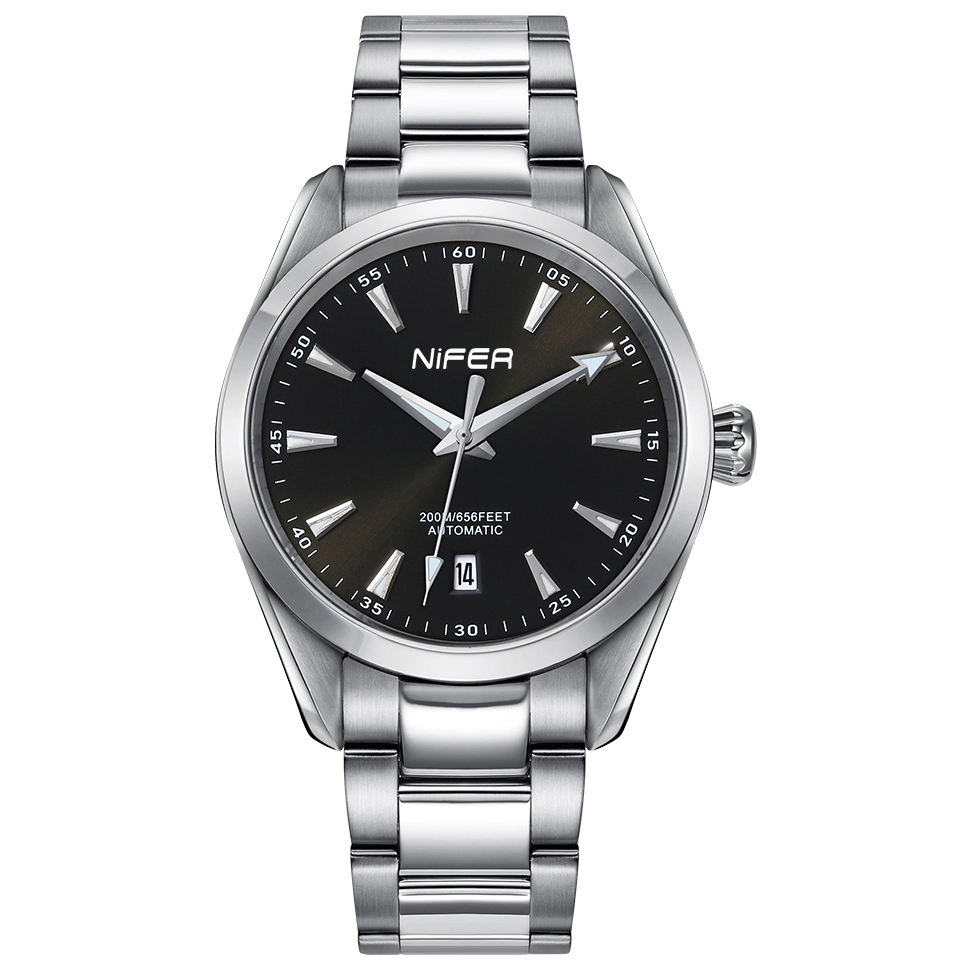Montre mécanique classique en acier inoxydable et saphir pour hommes 1