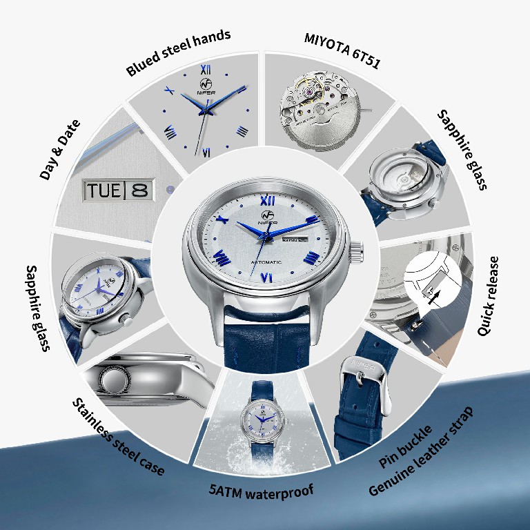 Orologio da uomo automatico con data del giorno1 8