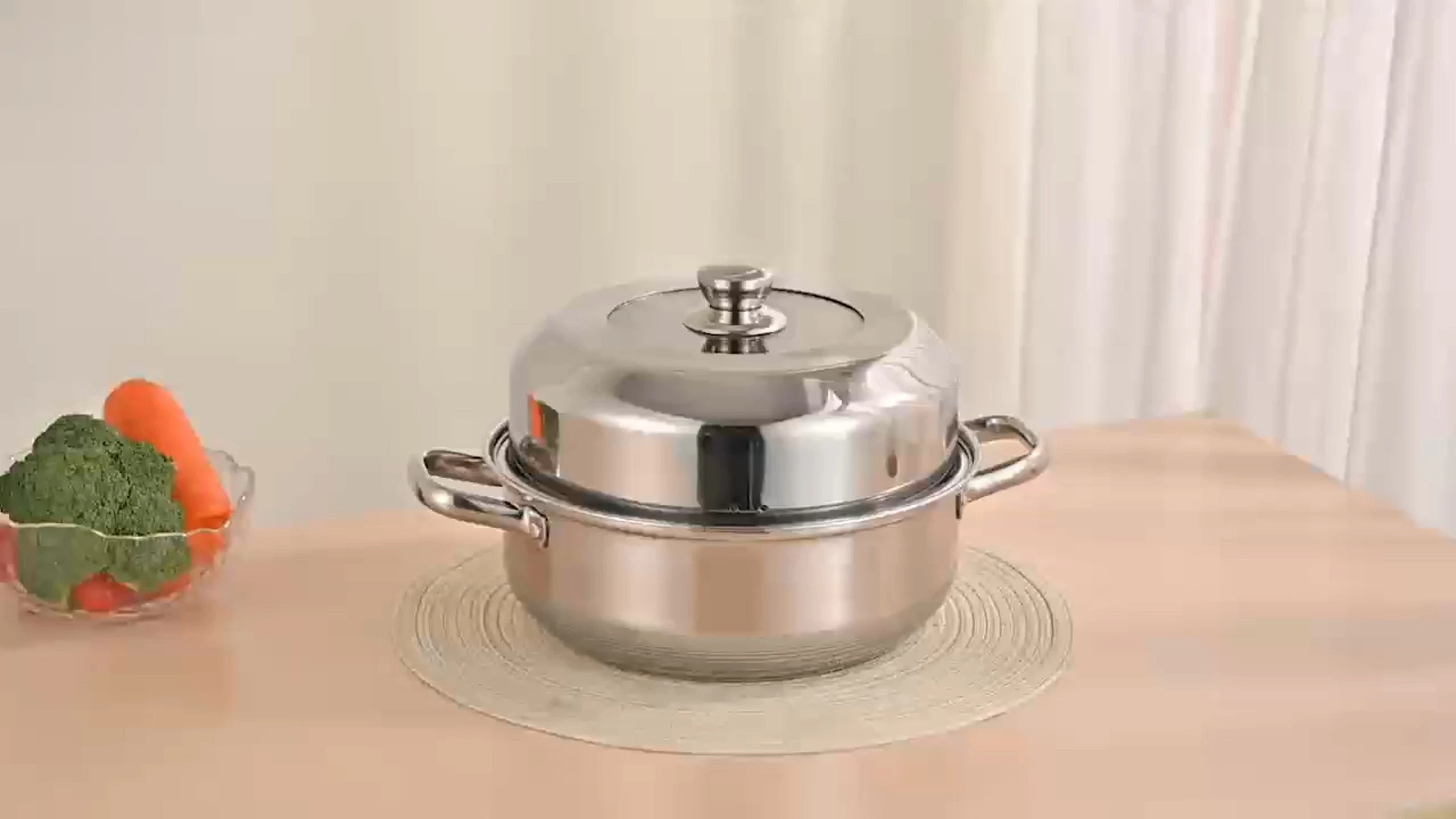I-QIANZAN Mulit-function Steamer 304 Stainless Steel Cookware Abantu abangu-2 Ibhodwe Elishisayo Elinesembozo Esibonakalayo Esibonakalayo kanye Nesibambo Sokuphikisa 1