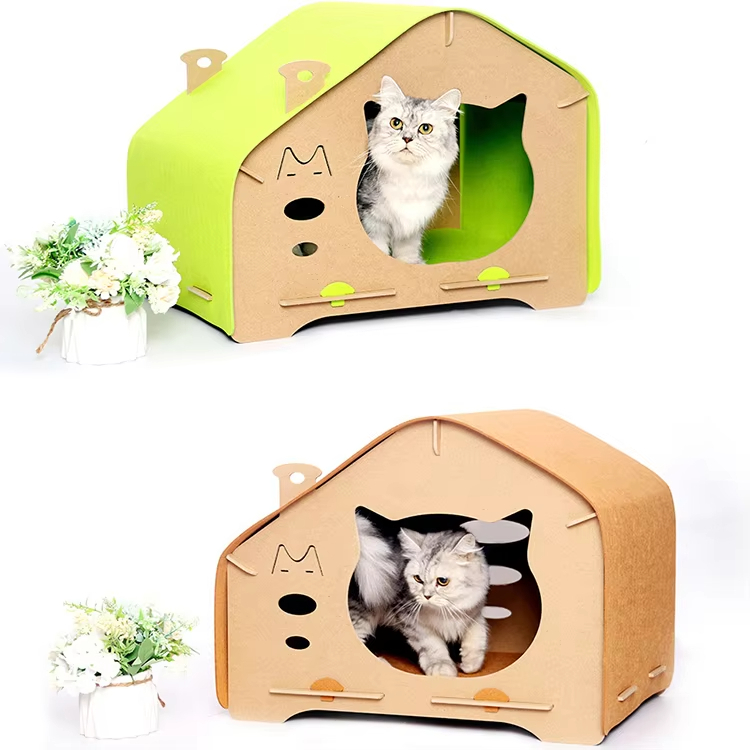 Casa de madera para gatos al aire libre, plegable, respetuosa con el medio ambiente, con jaula para mascotas 1