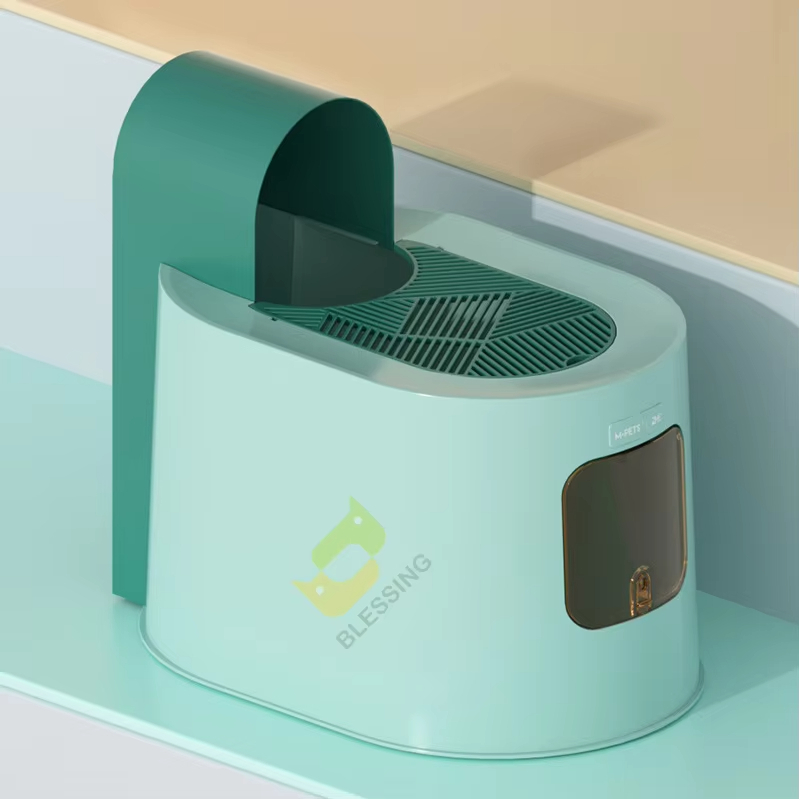 Green-M-Pets Eco-Friendly Semi-Enclosed Cat Litter Box with Large Space & Tunnel Design 1