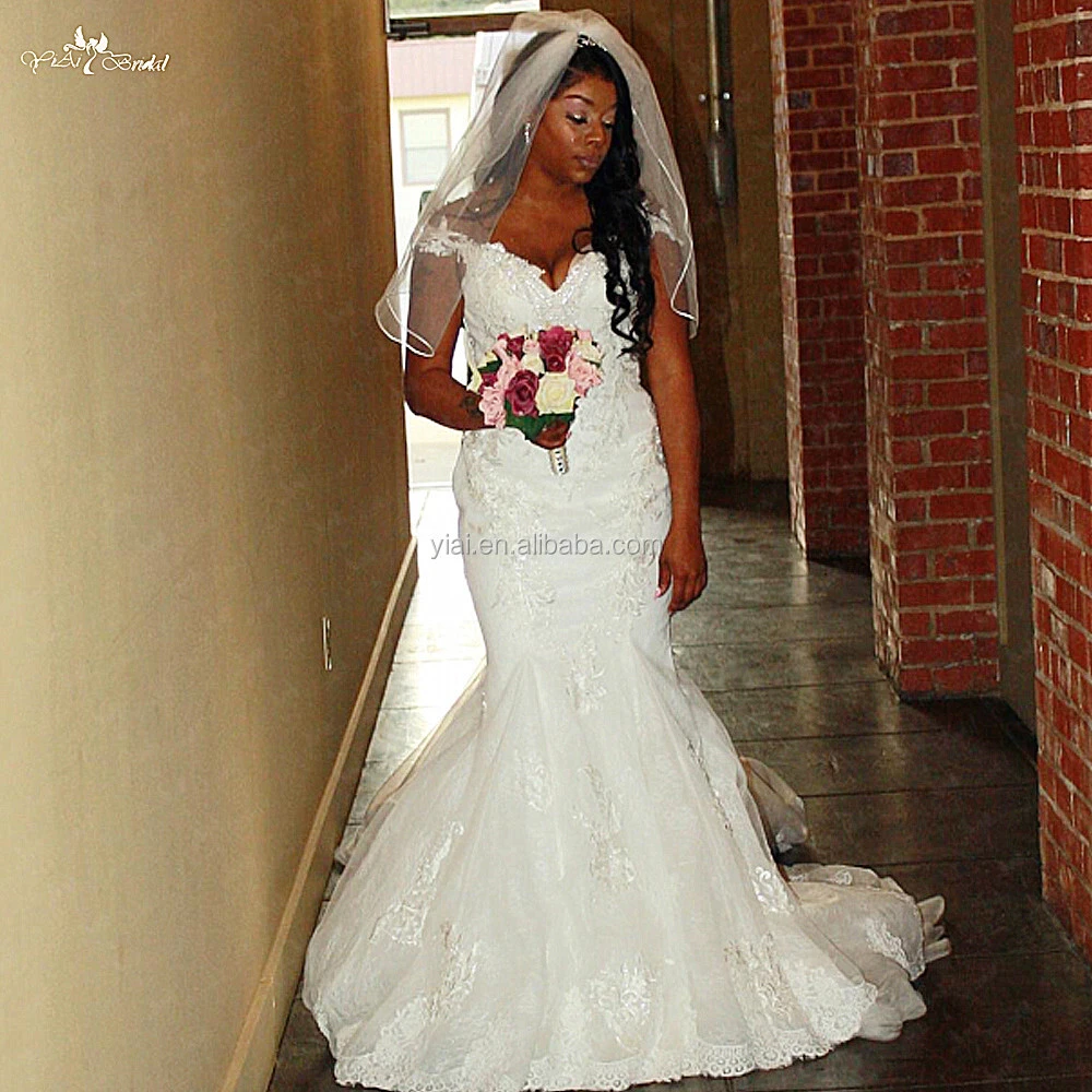 Cap Sleeve Illusion Back Lace Mermaid Wedding Gown with Long Train 1
