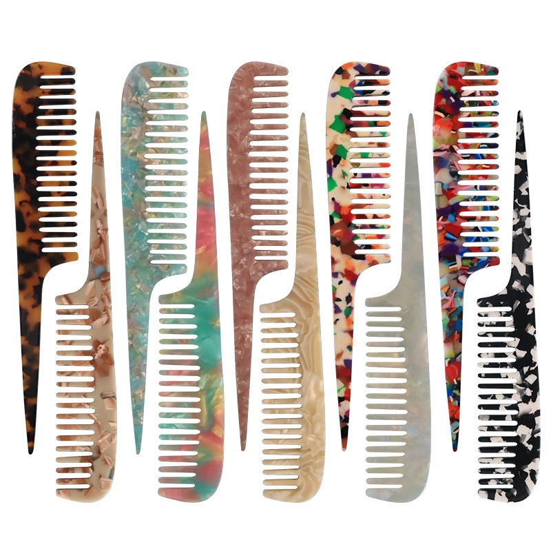 20 CM Long Eco Friendly Custom Packaging Anti Static Cellulose Acetate Rattail Hair Combs Flexible Rake Rat Tail Parting Comb 1