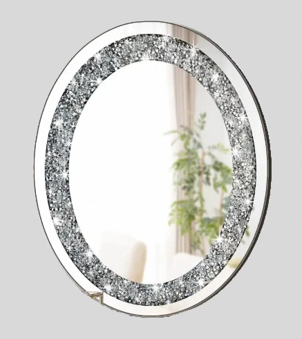 Supernalway Enterprise Crystal Crushed Diamond Oval Shaped Silver Mirror 1