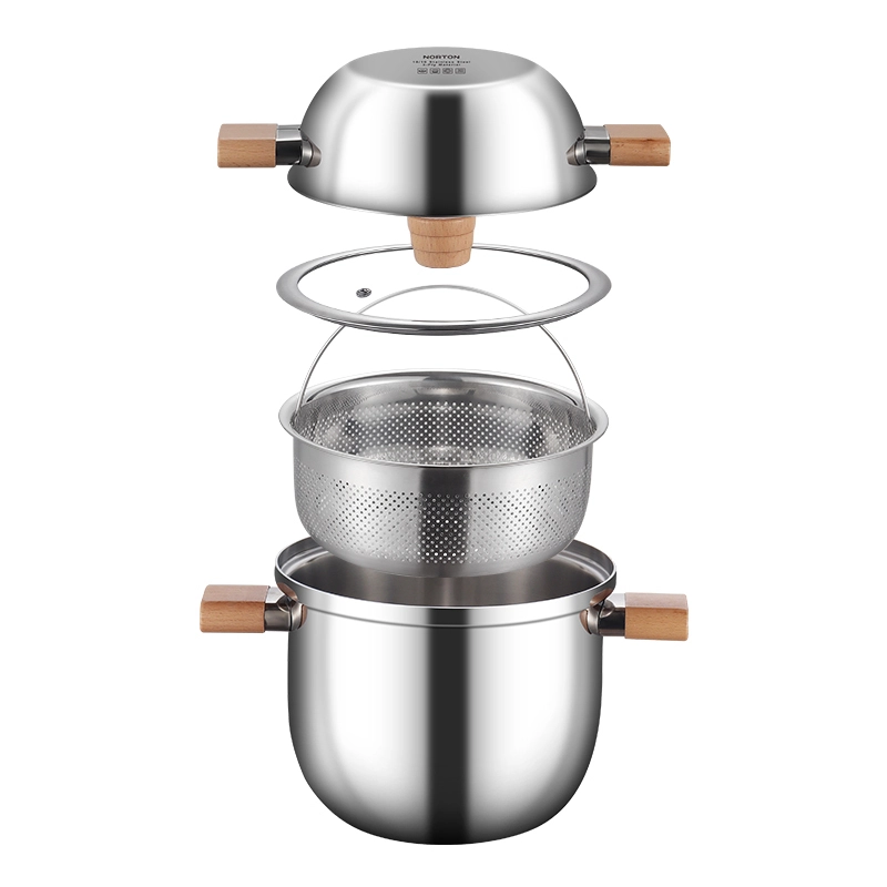 I-Egg Cooker Entsha Kakhulu Esebenza Kakhulu 18/10 Ibhodwe Lensimbi Engagqwali I-Frying Non-Steam Pan Nesembozo Esibonakalayo 1