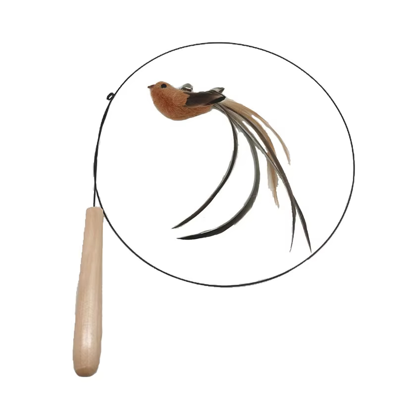 Juguete del enigma del gato del alambre de acero de la forma del conejito de la forma del pájaro de la venta de la fábrica con Rod de madera 1