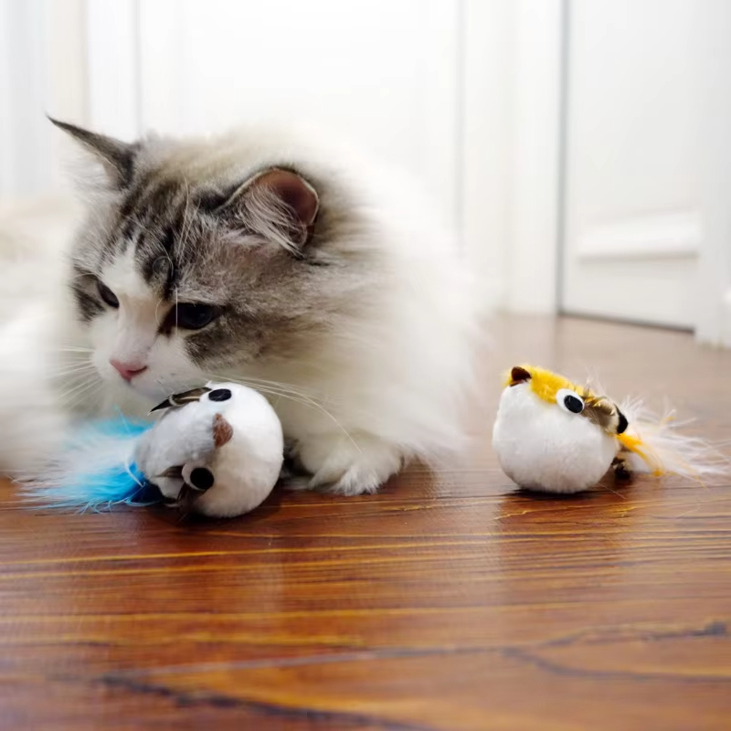 Los 2 paquetes más nuevos de juguetes con plumas para gatos en forma de pájaro, juguetes para gatos de peluche, accesorios para gatos 1