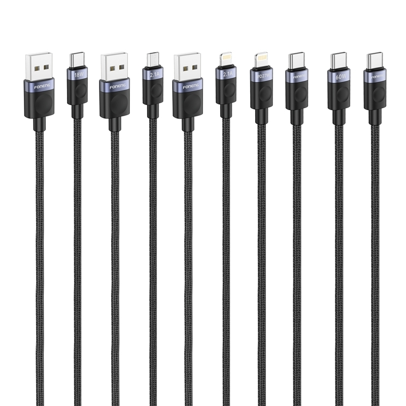 FONENG 1M câble tressé à tête métallique de charge rapide X115 1