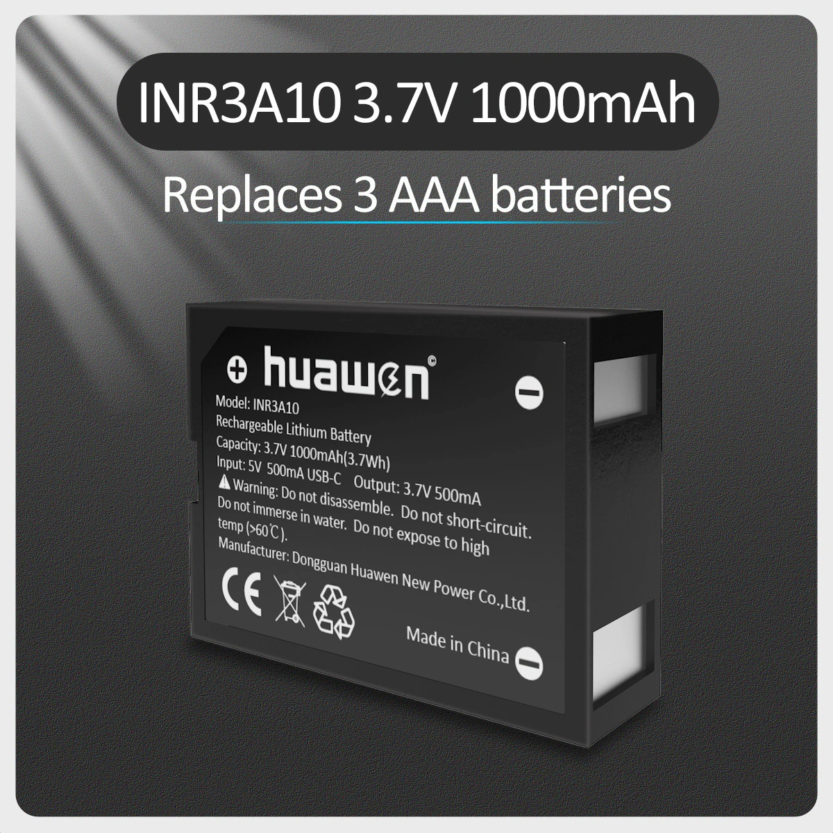 INR3A10 1000mAh Rechargeable Battery Replace 3 Units AAA Alkaline/Ni-Cd/Ni-MH Battery 1