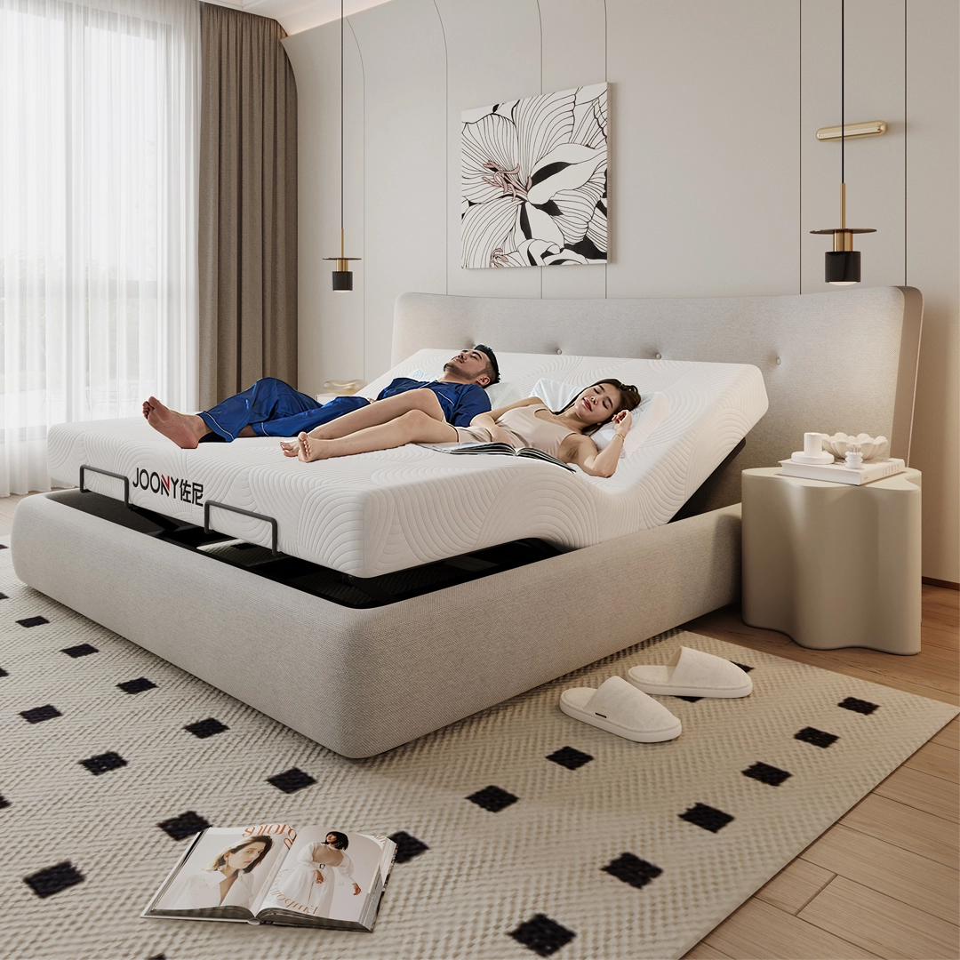 Inclinación de la cabeza y función de soporte lumbar Personalización Base de cama eléctrica ajustable con masaje In-A016 1