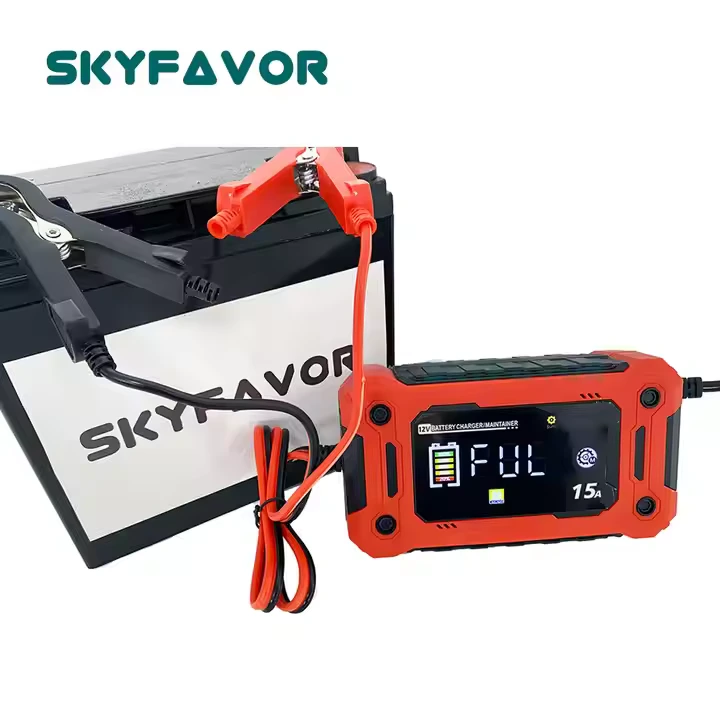범용 12V 배터리 충전기 전원 공급 장치 기능이있는 12V 15A 빠른 스마트 자동 오토바이 트럭 자동차 배터리 충전기 1