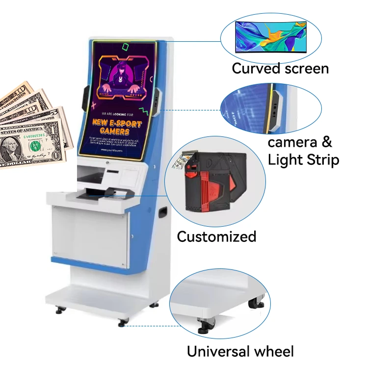 Terminal de jeux logiciels en ligne, machine de gestion de kiosque en métal à écran tactile de 32 pouces pour armoire de jeu d'adresse 1