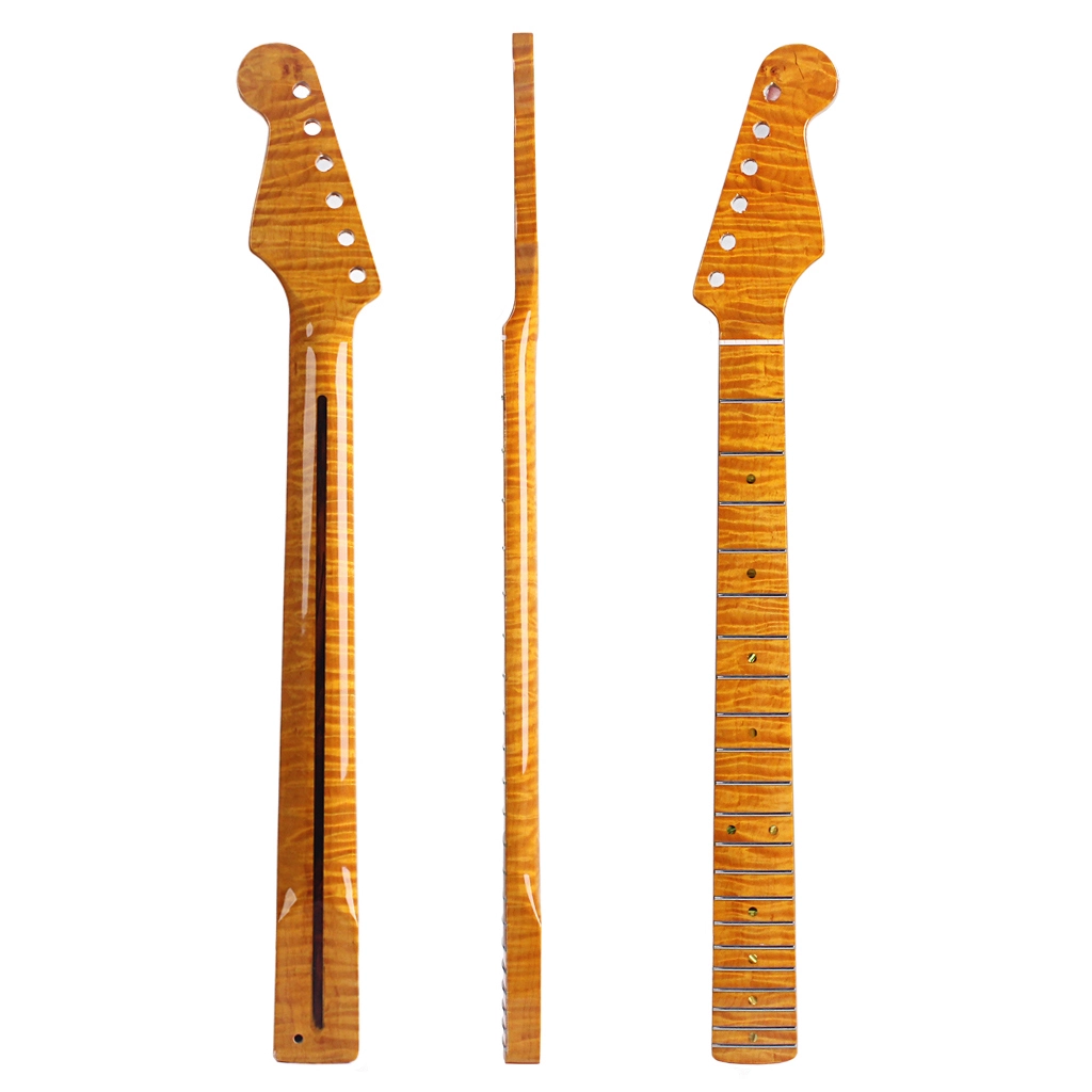 Groothandel op maat 21 Fret Tiger Maple gitaarhals vervangende hals voor ST elektrische gitaar 1