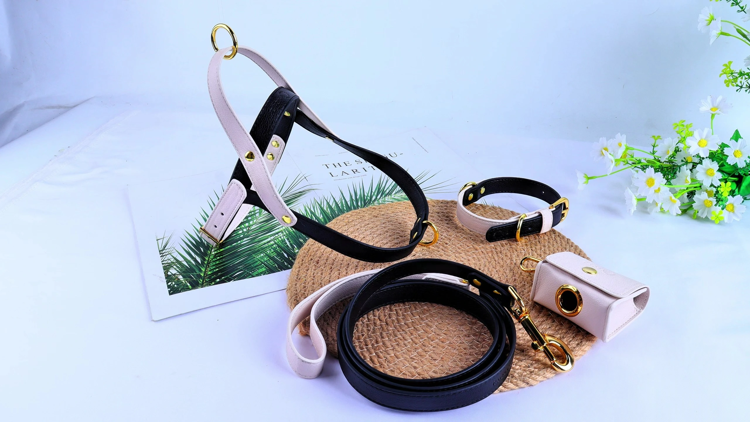 PAIRUIPETS 2024 nouveaux accessoires de harnais de chien en cuir de diamant de luxe coloré de première qualité avec Logo personnalisé 1