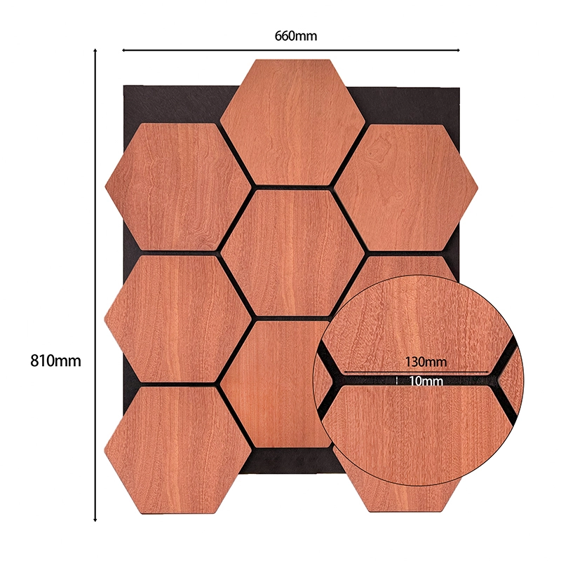 Interior Home Design Wall Decoration Acoustic Panel Hexagon MDF Wood Veneer Slat Wood Wall Panels Sheets Acoustic Panels 1