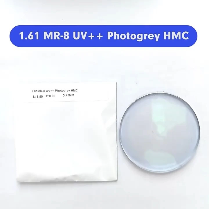 Index 1.61 MR-8 Single Vision Photogrey Blue Light Blocking HMC Optical lens 1