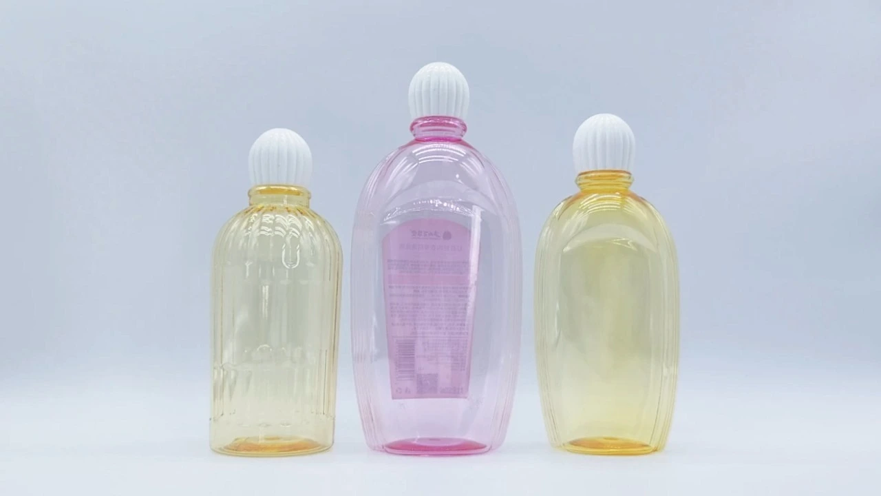 Glamorous 280ml/360ml/500ml Yellow or Pink PET transparent dish washing liquid bottle 1