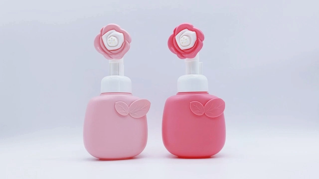 Glamorous 340ml PE/PET flower-shaped skin care packaging foam soap bottle 1