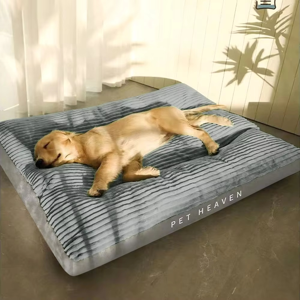 Grey-Soft Pet Dog Bed Winter Warm Dog Sleeping Mat Corduroy  for Small Medium Large Dogs 1