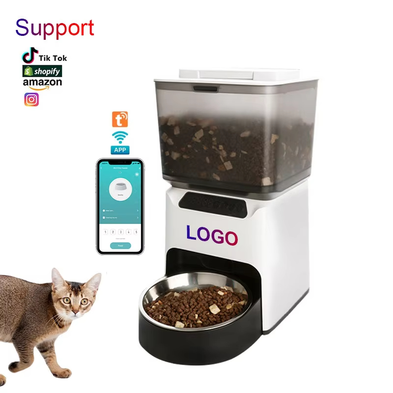 White-Hot sell LCD stainless steel Visible removable APP wifi auto food dispenser 1