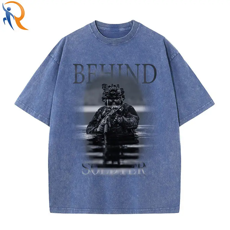 Washed Oversized Tee With Fashion Digital Printing Patterns Mens Casual Wear T-shirt 1