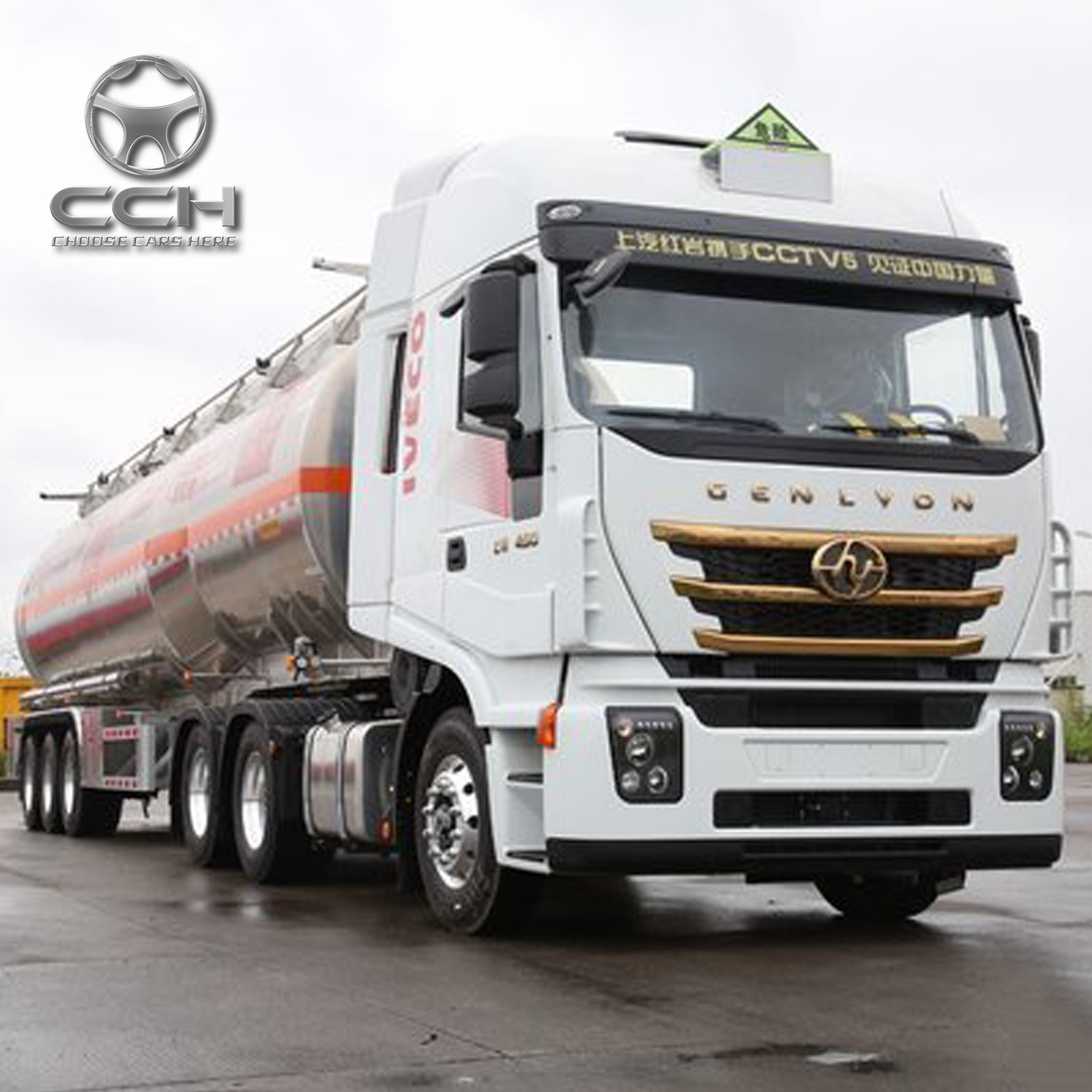 I-SAIC Hongyan GENLYON C500e I-Heavy Truck Tractor 450 HP 6X4 AMT enopende Wangempela Alikho I-overhaul emhlophe I-Automatic High Quality Intelligent Hazardous Chemical Tractor (Tank Integration) ethengiswayo 1