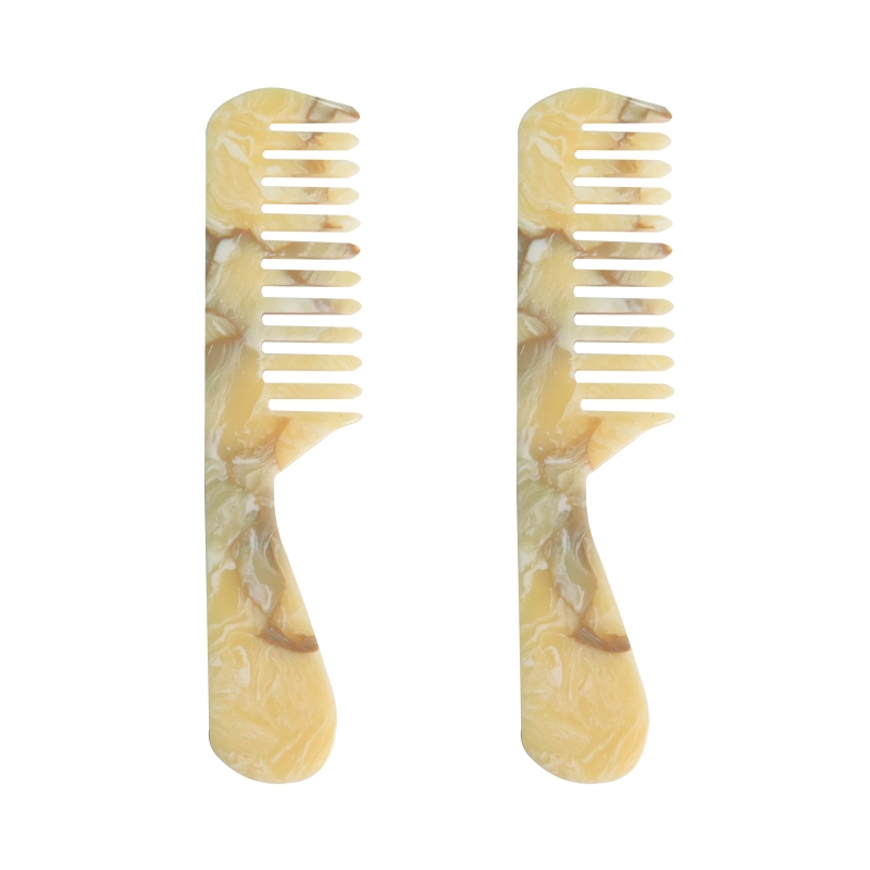 Factory Price High Quality 4mm Thickness Detangle Wide Tooth Comb Tortoiseshell Cellulose Acetate Hair Comb With Handle 1