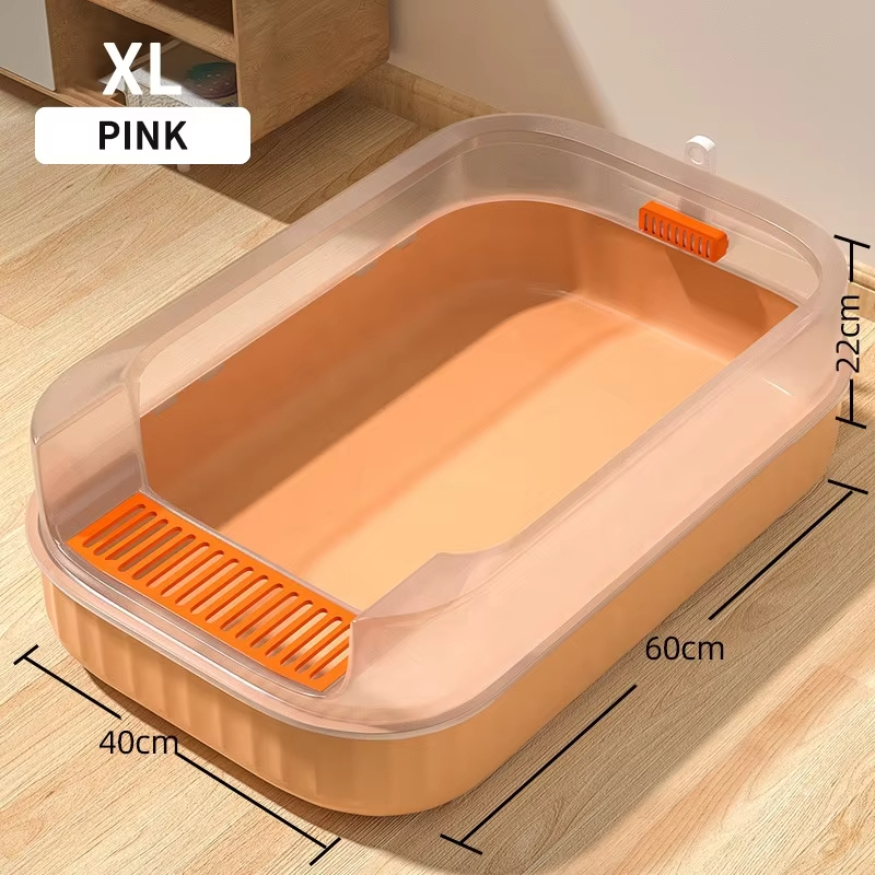 Pink-Factory direct plastic huisdier kattentoiletdoos verhogen spatwaterdicht huisdier eenvoudige reiniging 60*40*22cm grote ruimte 1