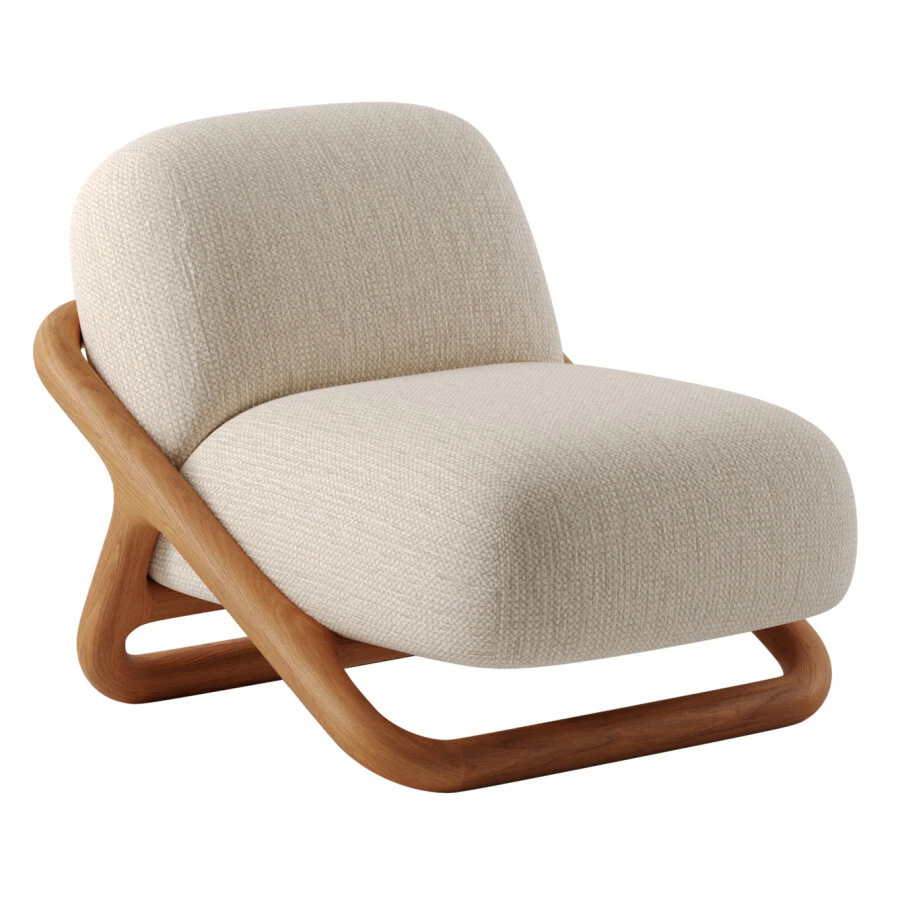 Nordic Modern Solid Wood Sofa Chair Simple Modern Lamb Wool Leisure Chair for Living Room 1