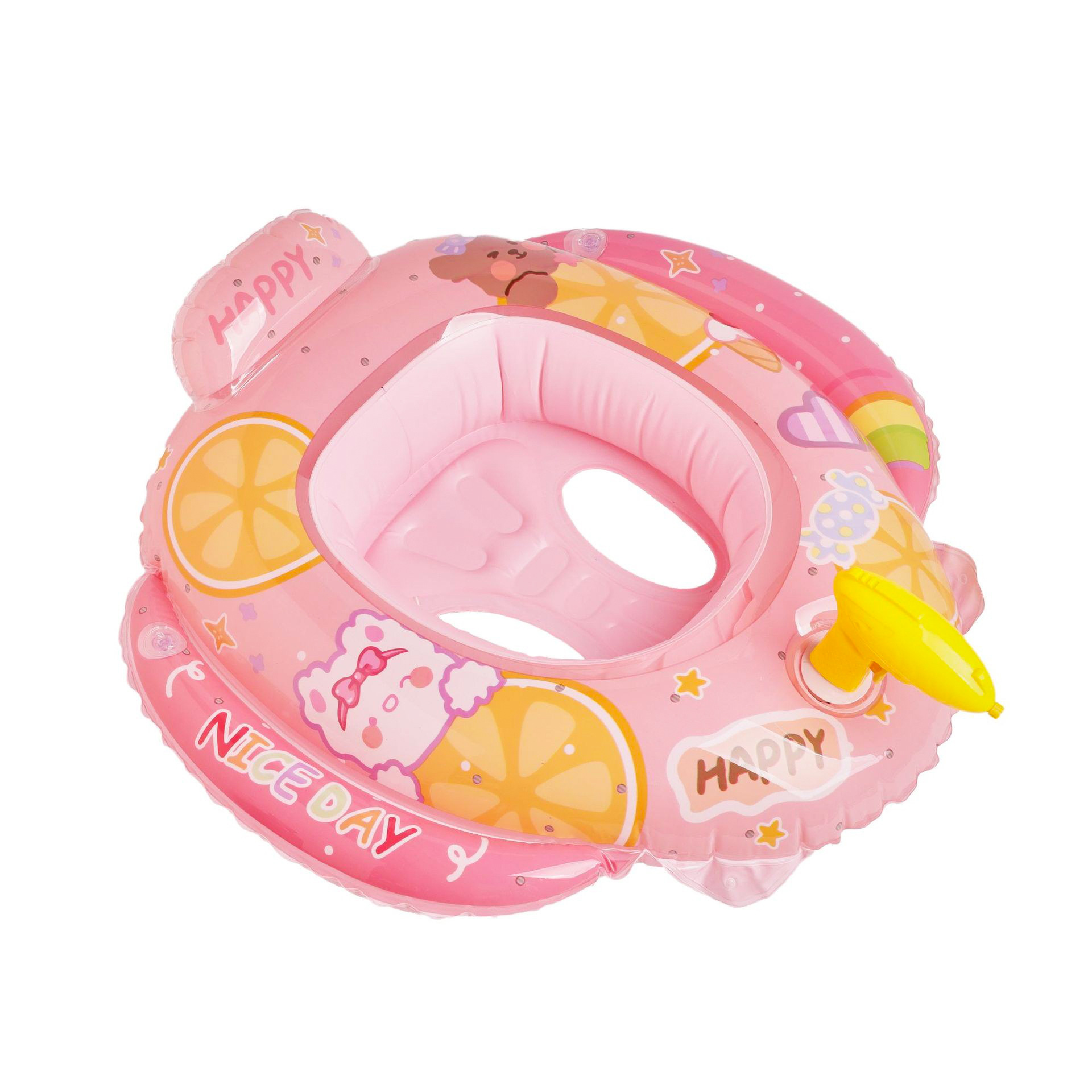 Neue Ankunft Cartoon-Muster Schwimmen Float Sitz Mit Wasser Pistole Pvc Aufblasbare Schwimmen Ring Boot Für Kinder 2