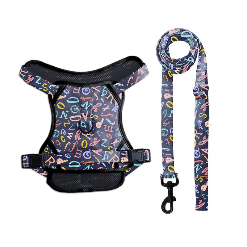 PAIRUIPETS High Quality 2024 Custom Printed Oxford tactical Dog collar leash Harness set 1