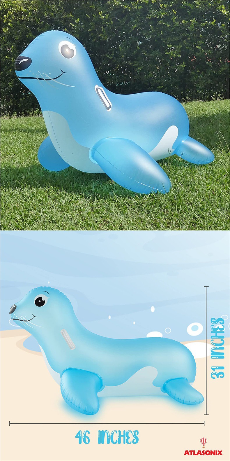 Großes aufblasbares Aufsitz-Wasserspielzeug, Seelöwe, Schwimmfloß für den Sommer, für die Sicherheit von Kindern, für Strandpartys 5