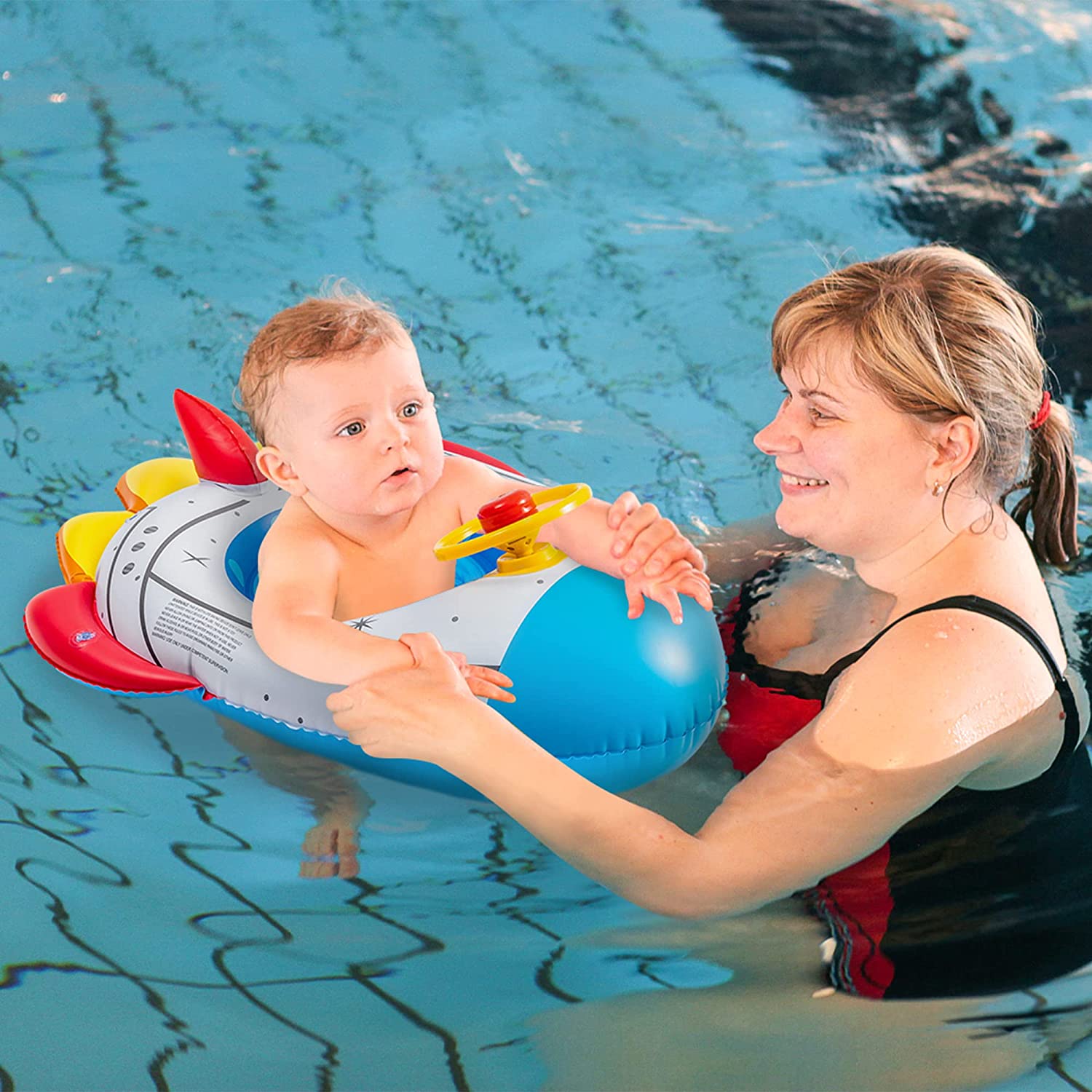 Aufblasbares Raumschiff Baby Kinder Kleinkind Säugling Schwimmsitz Boot Pool Ring 6