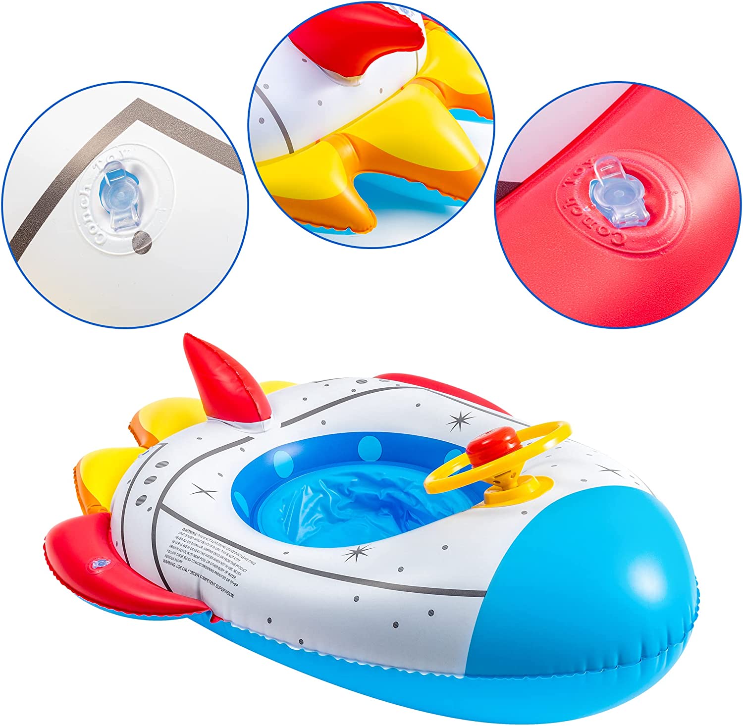 Aufblasbares Raumschiff Baby Kinder Kleinkind Säugling Schwimmsitz Boot Pool Ring 4
