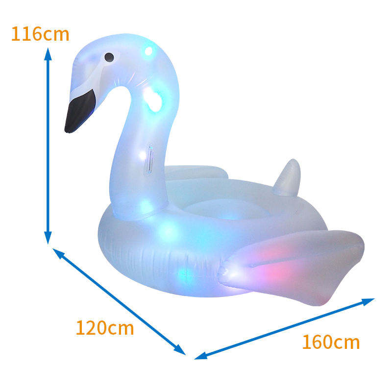 Gonfiabile a forma di cigno bianco con LED all'interno della piscina, per feste in acqua 3