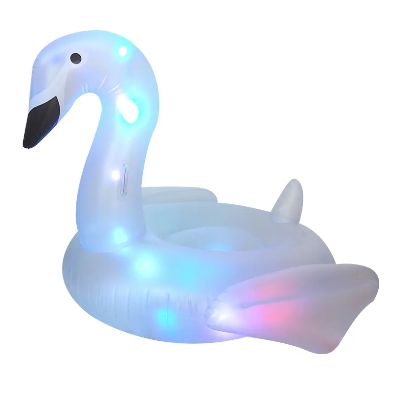 Inflatable White Swan Shape LED Inside Pool Lounge Raft Pool Lounge For Water Party 1
