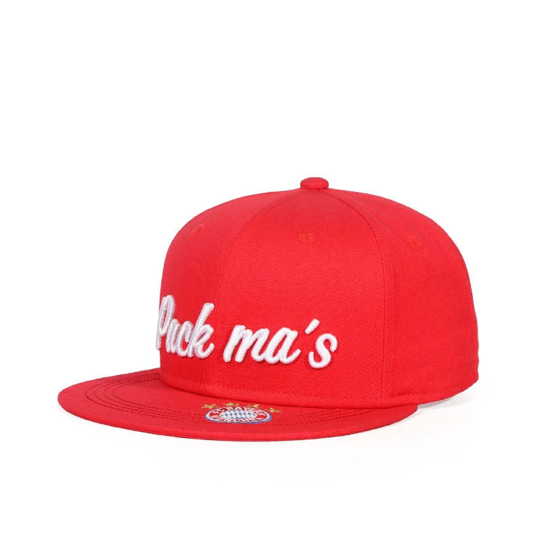 6-Panel-Snapback-Mütze aus 100 % Baumwolle in Rot mit klassischem, flachem Schirm und 3D-Stickerei 1