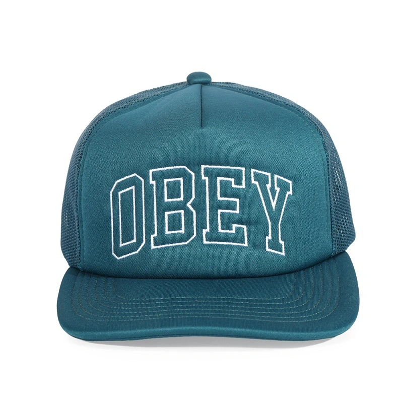 Chapeau Academy Trucker Mesh Snapback en mousse brodée à 5 panneaux en sergé à profil moyen 1
