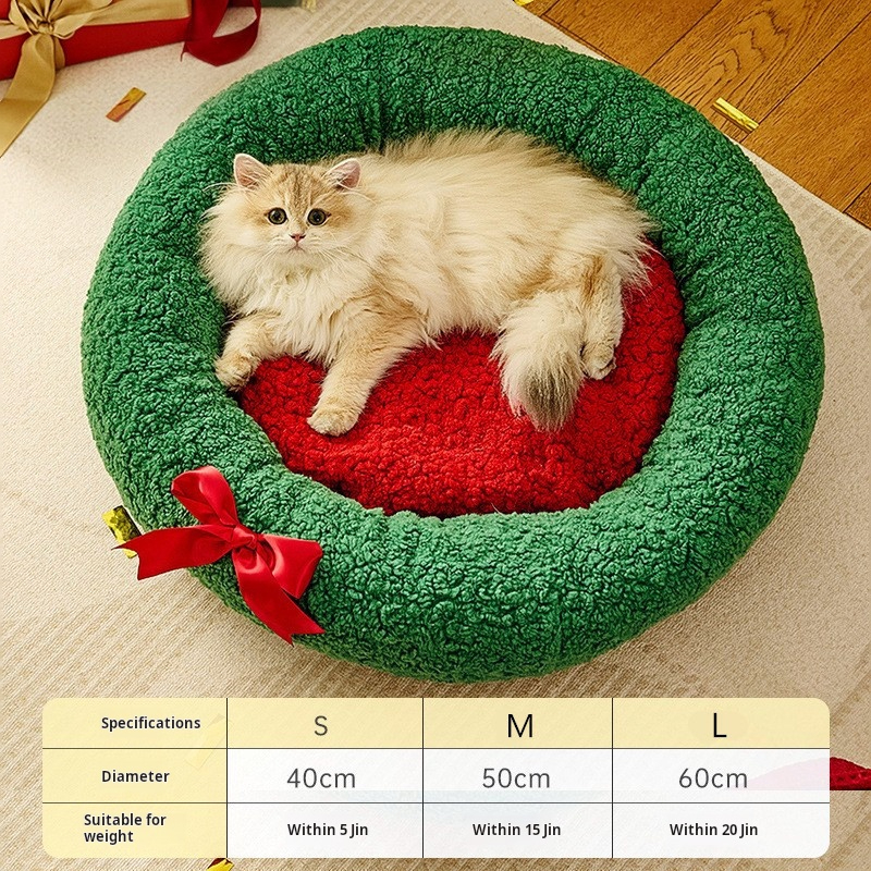 Cama redonda verde-bendición al por mayor cama para perros y gatos cueva relleno de algodón puro se puede desmontar y lavar 1
